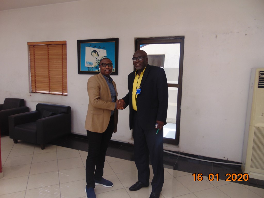 Janaury 16, 2020:  Prince Adedamola Docemo in a warm handshake with Mr. Emmauel Ajufo, National President of the Outdoor Advertising Association  of Nigeria (OAAN) came calling with his executives